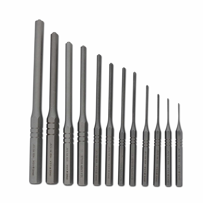 12 pc Professional Steel Roll Pin Punch Set with Vinyl Pouch